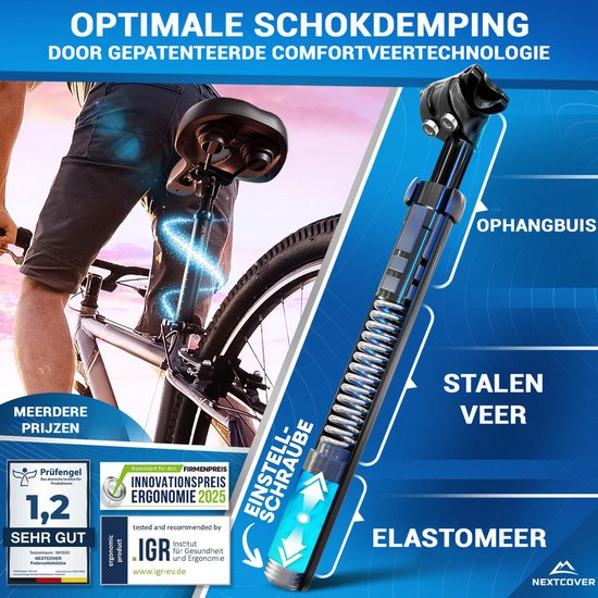 Nextcover Verende Zadelpen - Comfort Spring - 31.6mm - Zwart
