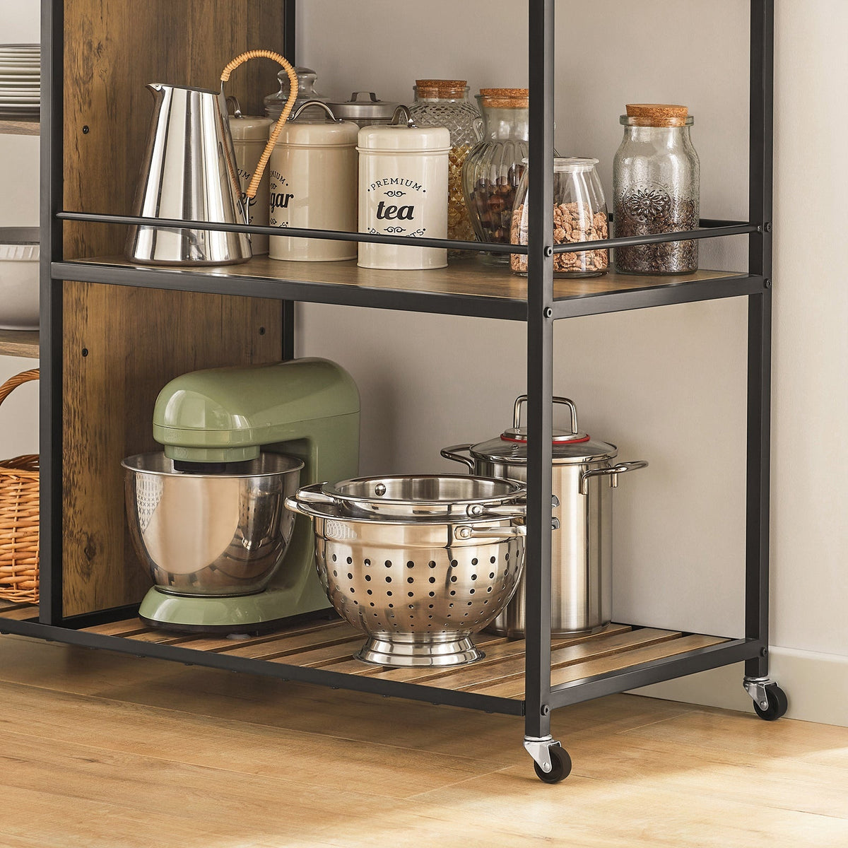 SoBuy Serveerwagen - Industrieël - Max. 75 kg - 110 x 45 x 92 cm