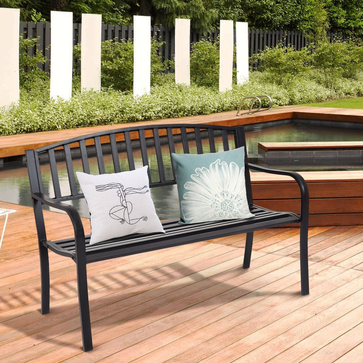 Coast Terrasbank - Staal - Zwart - 127 x 60 x 87 cm
