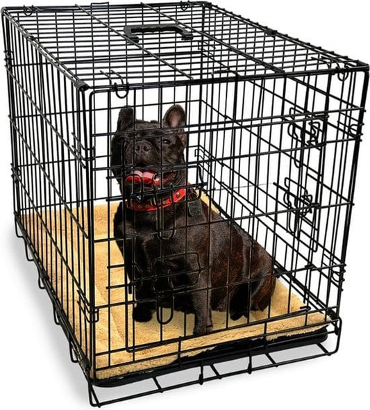 Gopets Hondenbench – Opvouwbaar & Incl. Kussen – 2 Deuren – 76 x 48 x 53 cm – Zwart
