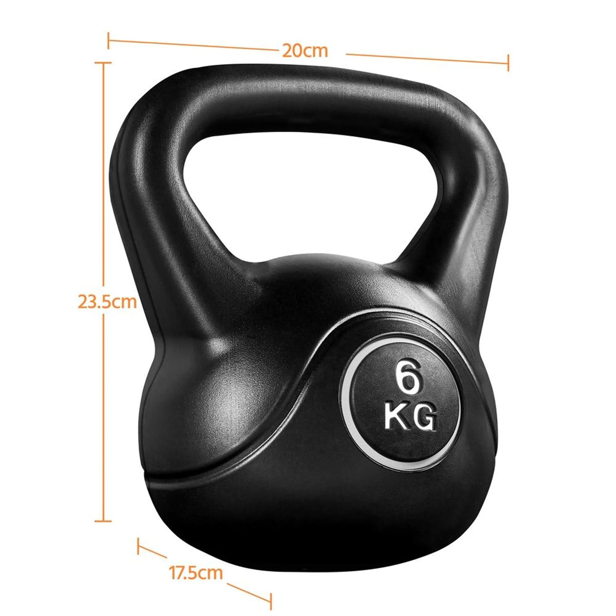 Yaheetech Kettlebell 6 kg – Zwart – 22,5 × 19,5 × 26 cm