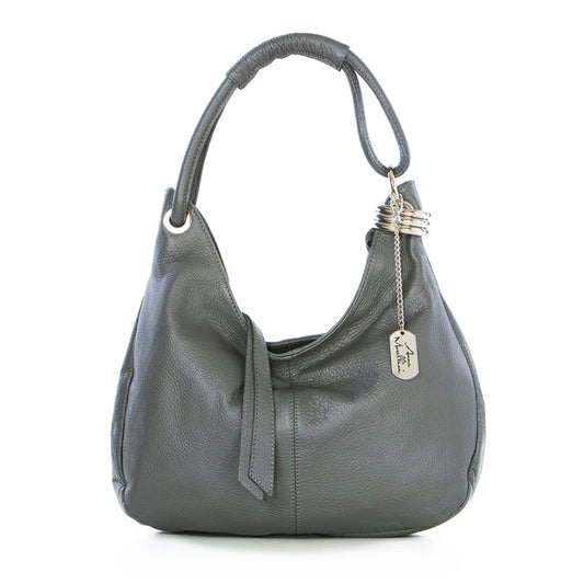 Anna Morellini Alba Hobo Bag - Echt Runderleer - Ash - 38 x 34 x 10 cm