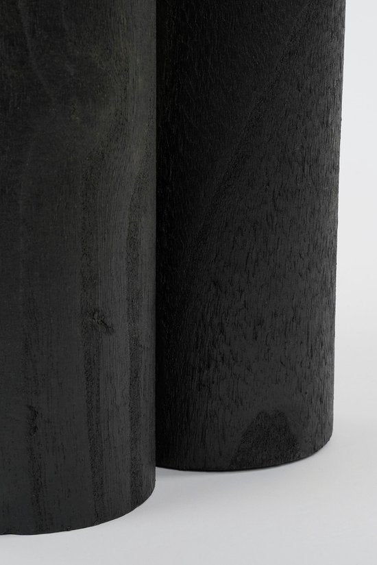 Mica Decorations Latty Bijzettafel - H50 x Ø30 cm - Paulownia Hout - Zwart