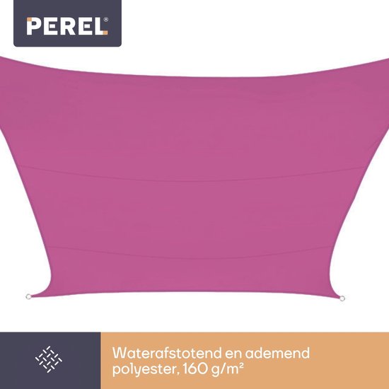 Perel Schaduwdoek, waterafstotend, 2 x 3 m, 160 g/m², polyester, rechthoek, fuchsia