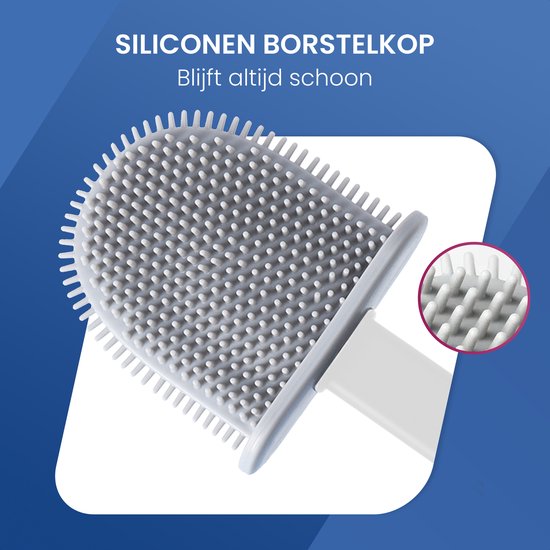 Roegaarden WC Borstel met Houder – Toiletborstel – Siliconen – Vrijstaand En Hangend – Wit