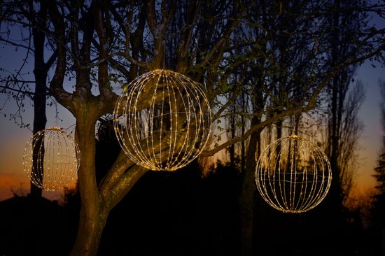 Luca Lighting Kerstverlichting Bal met Klassiek Witte LED Lampjes - Zilver - Ø60 cm
