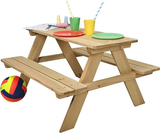 Relaxwonen - Houten picknicktafel voor kinderen - stevig, milieuvriendelijk dennenhout