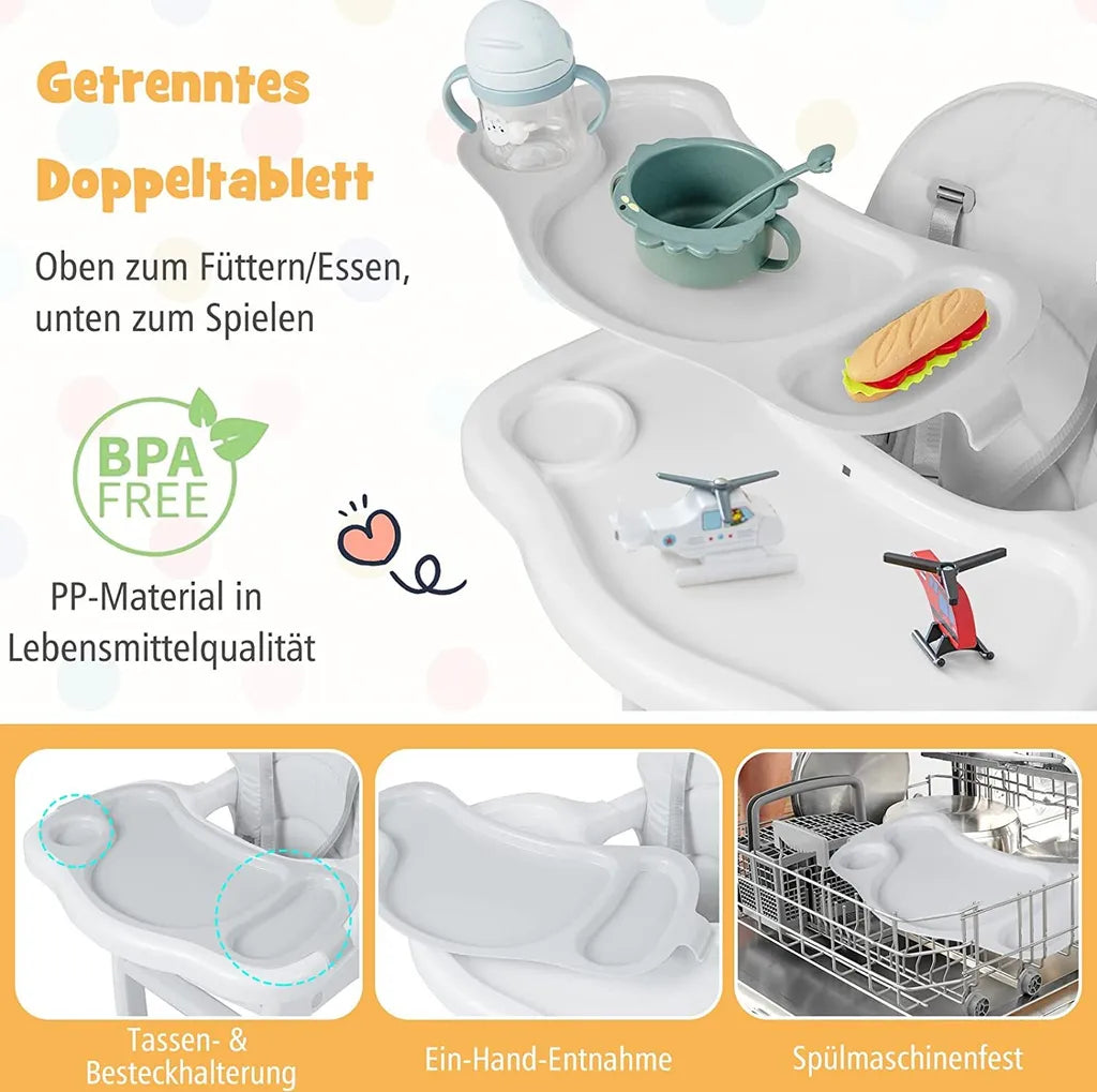 Coast 3 in 1 babystoel Hoge stoel & eetstoel & kinderzitje Groep 62 x 51 x 104 cm grijs