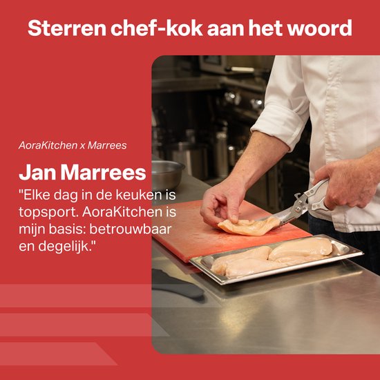 AoraKitchen Vleesschaar - RVS Keukenschaar - voor Vlees, Vis, Kip & Bot - Kruidenschaar - Vaatwasserbestendig - Incl. Hoes