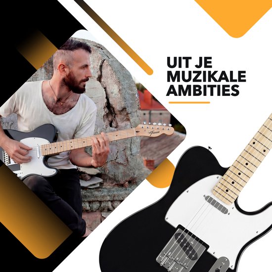 Finesse Elektrische Gitaar met Versterker - met Videocursus - TE Gitaar - Volwassenen - Kind - Zwart