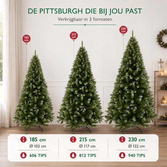 Triumph Tree Pittsburgh Kunstboom Groen - Kerstboom met Volle Uitstraling en 812 Takken - Kerstversiering voor Binnen - Rond met Insteeksysteem - H215 x Ø117 cm