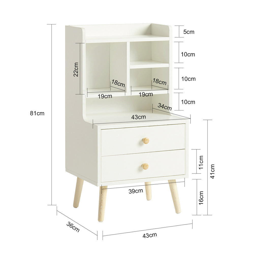 SoBuy Nachtkastje - Bijzetkastje - 2 uitschuifbare lades - Max. 30KG - 43 x 36 x 81 cm - Wit