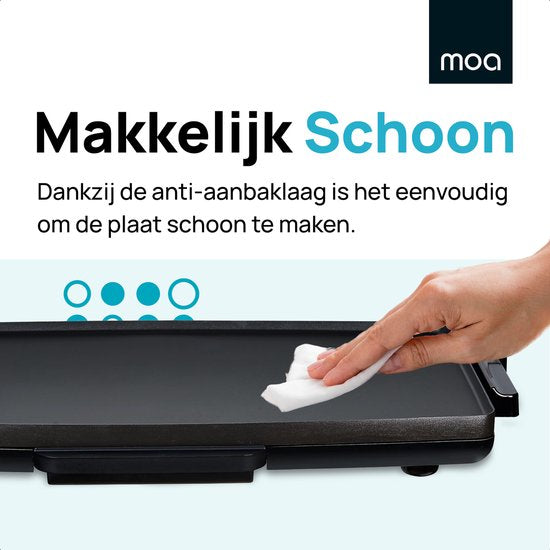 MOA Elektrische Grillplaat - Teppanyaki Bakplaat - Tafelgrill - BPA-vrij - Gourmetstel voor 8 Personen - XXL - 2400W - Zwart