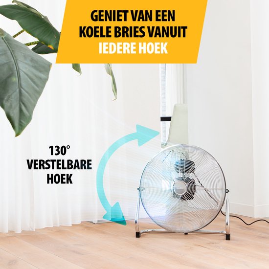 Tristar Metalen Vloerventilator 50 cm – 3 Standen – Boxventilator – 130° Instelbaar – Sterke Luchtstroom – VE-5885