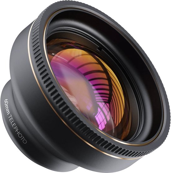 Shiftcam LensUltra 60mm Telelens – 2-5x scherpe optische zoom – Uitstekende scherptedieptecontrole – Gemaakt van fluorietglas en aluminium - Zwart