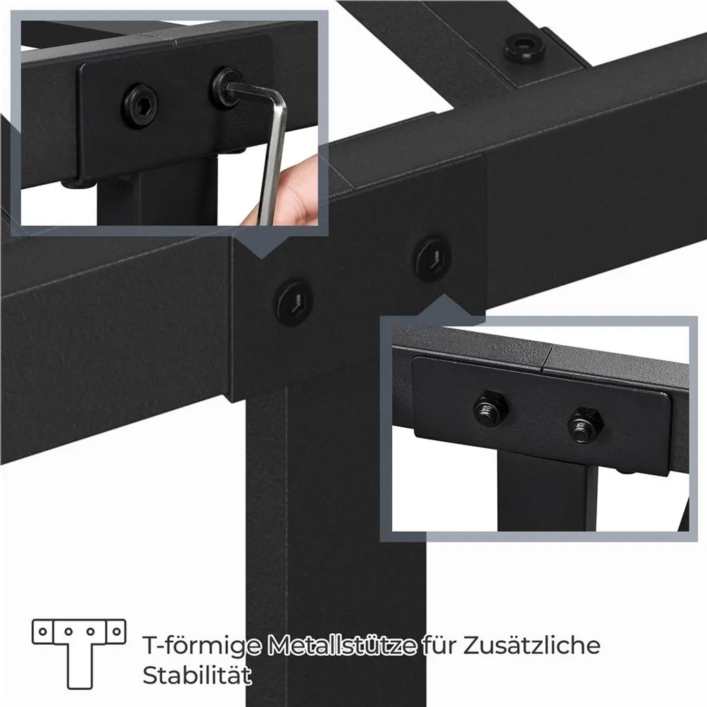Yaheetech Bedframe 140 × 200 cm – Zwart Metaal – Metalen Bed met Lattenbodem en 32,5 cm Opbergruimte
