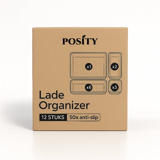 Posity Lade Organizer - 12 Stuks - Organizer Bakjes - Lade Bakjes - Opbergbakjes - Make-up Organizer - Voor Keuken, Badkamer & Bureau - Kunststof - Transparant