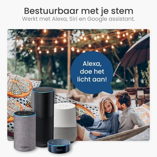 Gologi lichtsnoer buiten en binnen - Lichtslinger 10M - Tuinverlichting LED - Warme sfeerverlichting 2700K - Waterdicht - Smart verlichting met App - Koppelbaar tot 25M