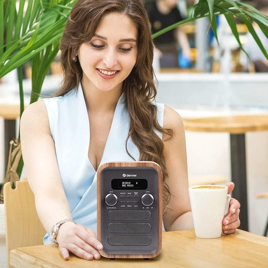 Denver DAB Radio - Retro Radio - Bluetooth - DAB+/ FM Radio - DAB48G
