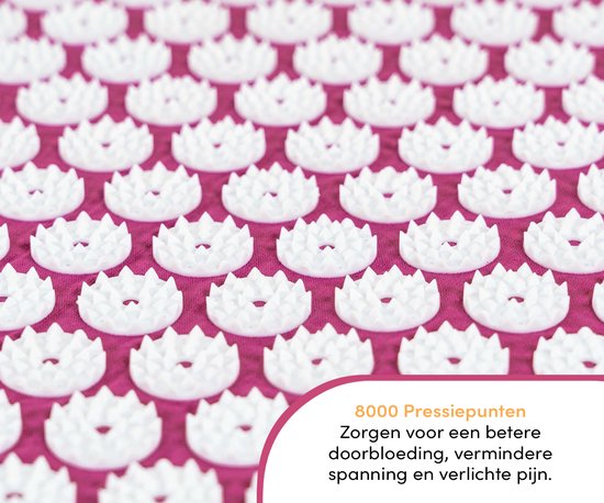 Loti Spijkermat met Spijkerkussen – Paars/Wit – Acupressuur Mat - Spijkerbed - Acupunctuur Kussen - Shakti Massage – Incl. Draagtas