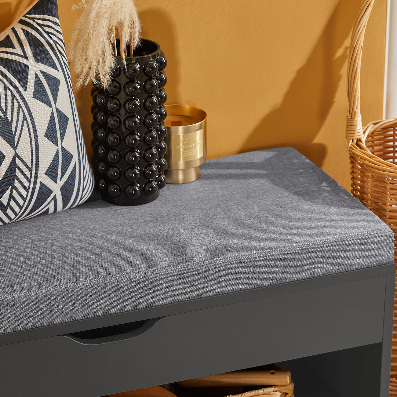 SoBuy Schoenenkast met Zitvlak - 80 x 30 x 46 cm - Zwart/ Grijs