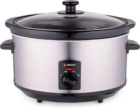 Alpina Slowcooker - 3.5 Liter - Keramische Binnenpan - 3 Warmtestanden - RVS