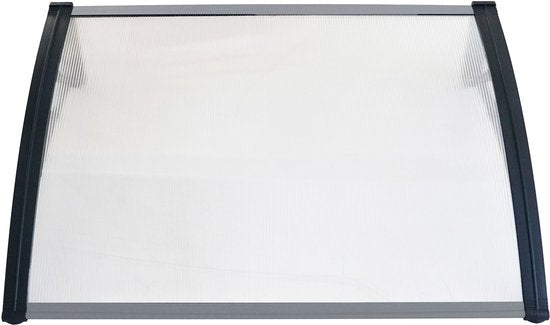 AXI Lux Deur- en Verandaluifel Zwart – 128 x 75 x 24 cm – Transparant Polycarbonaat – Aluminium Frame – UV-bescherming – Inclusief Montagemateriaal