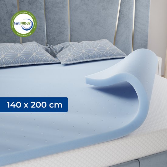 CozySense® Basic Topper 140x200 - Topmatras - Topdekmatras - Gel Traagschuim Opencell Structuur - CertiPUR® - Medium Hardheid - 6 cm