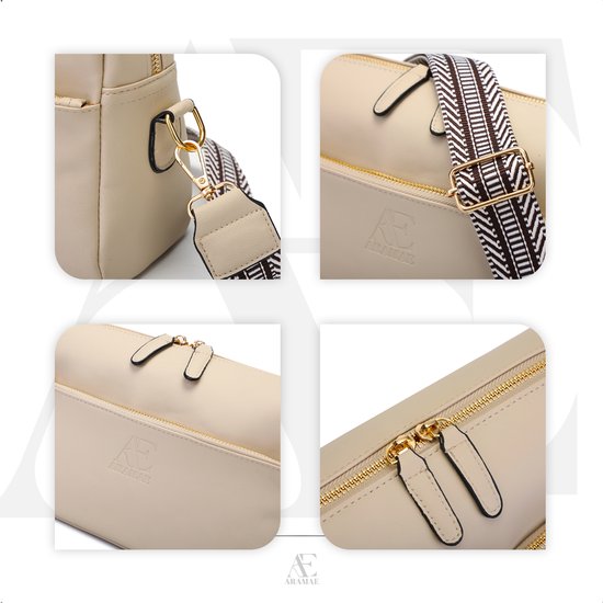 Aramae® - Crossbody Tas Dames - Crossbodytassen - Schoudertas - Telefoontasje - Mat Beige