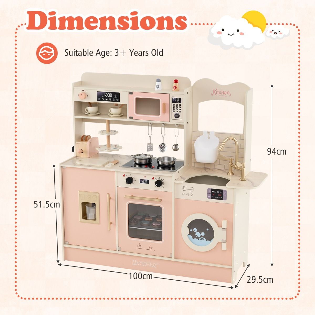 Coast Houten Speelkeuken voor Kinderen - met 25 accessoires - licht en geluid - roze