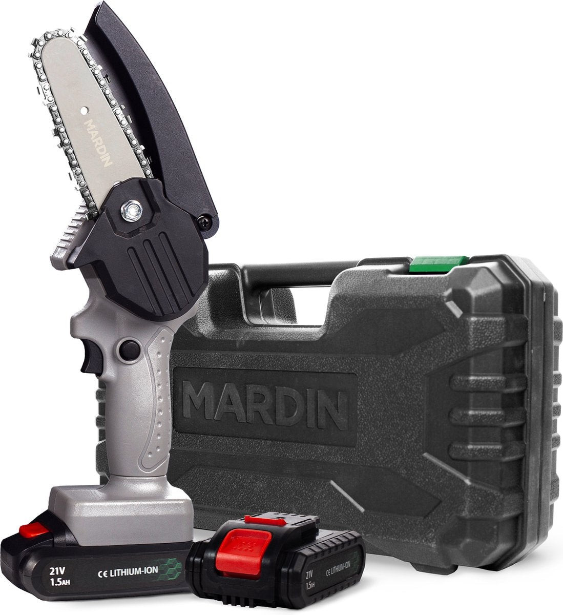 Mardin Mini Kettingzaag – Snoeizaag – 2 Accu’s – Incl. Koffer - Grijs