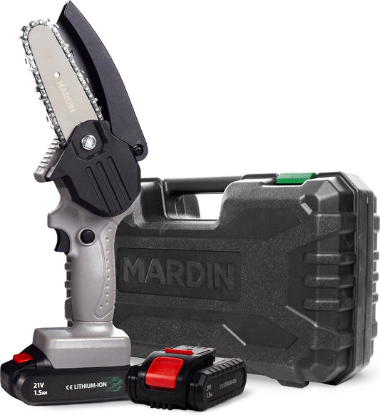 Mardin Mini Kettingzaag – Snoeizaag – 2 Accu’s – Incl. Koffer - Grijs