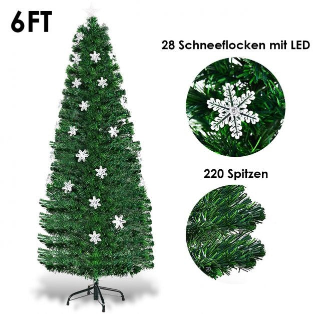 Coast Kerstboom met Gekleurde Glasvezel Verlichting en Kerststerren - 180cm - Groen