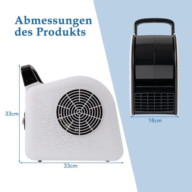 Coast Vloerventilator 130 W – 3 Snelheden – 185° Verstelbaar – 33 x 18 x 33 cm – Zwart en Wit
