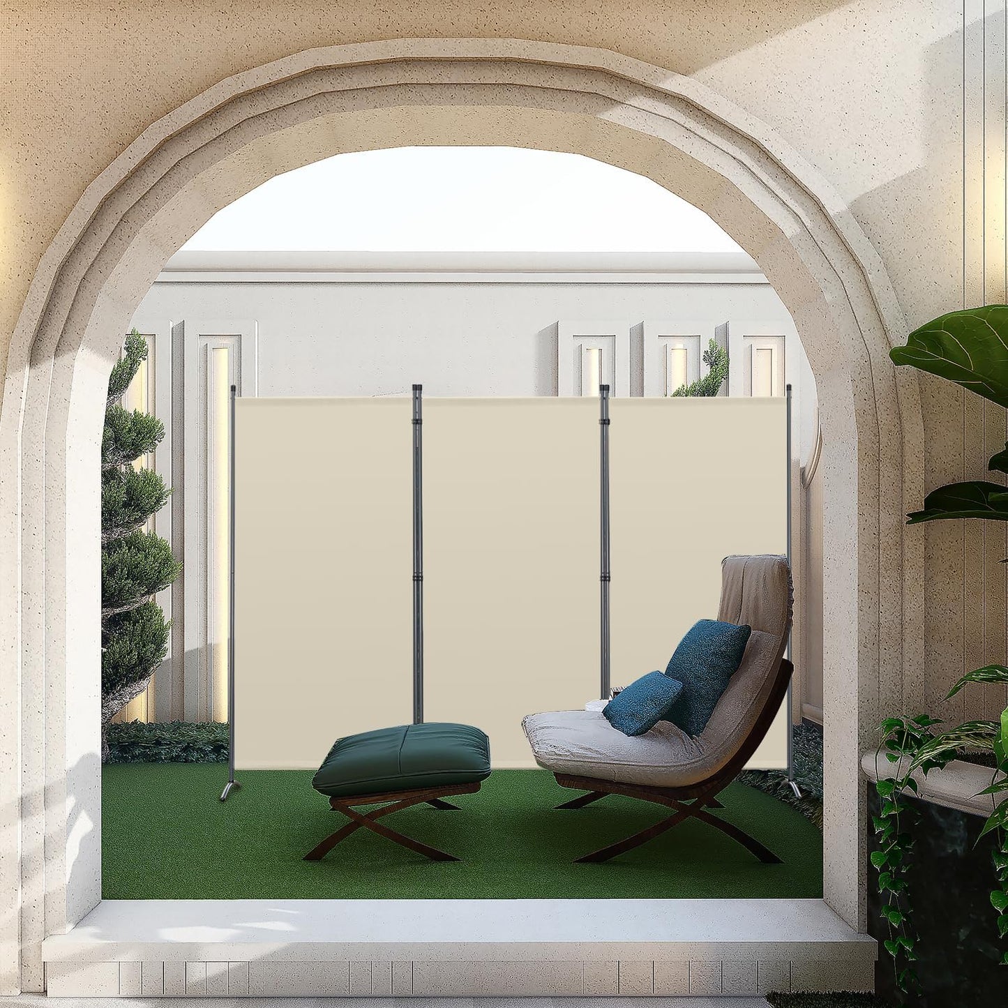 Angel Living Kamerscherm Opvouwbaar - 3 Panelen - 243 x 170 cm - Beige