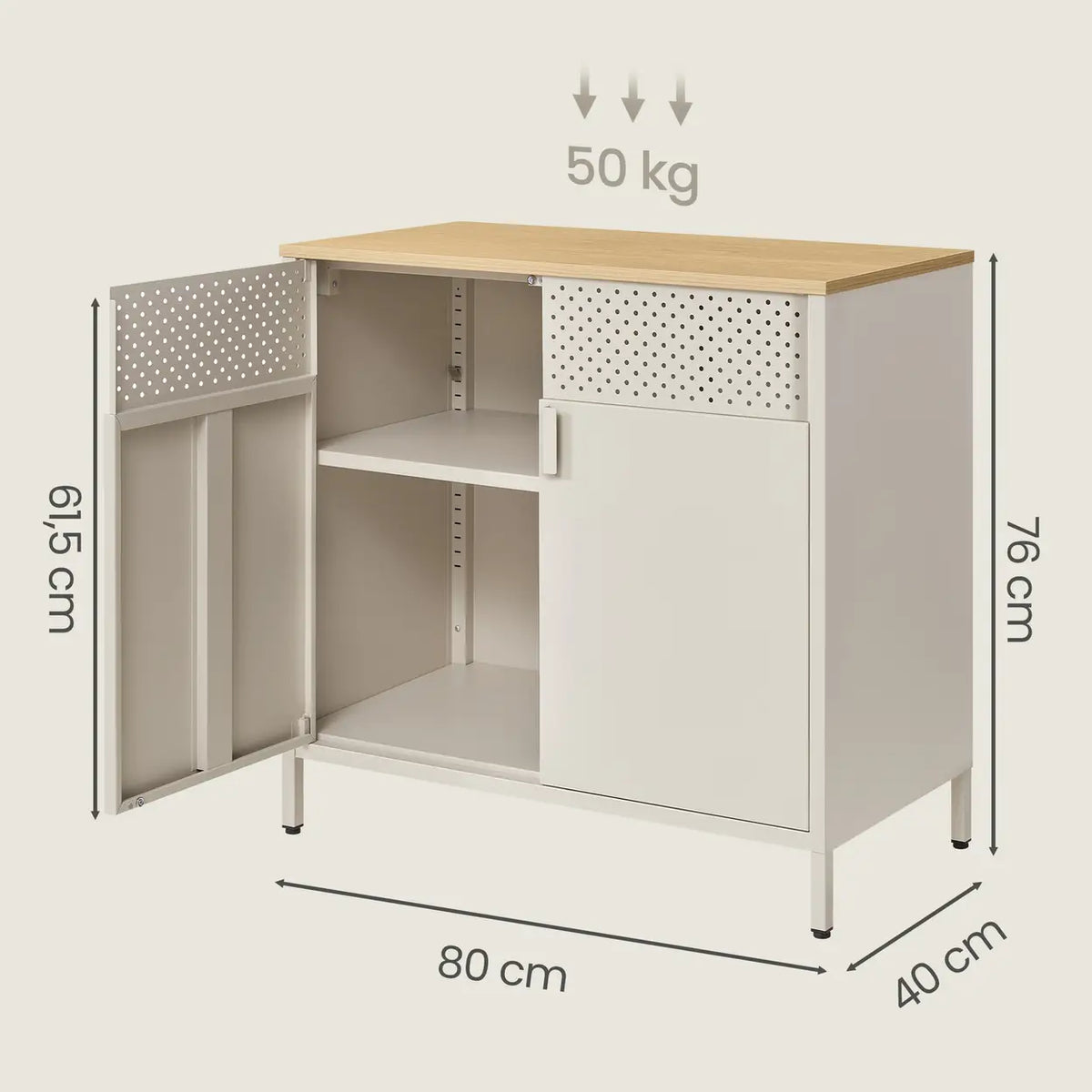 Joyfurnos Ochama Opbergkast met Deur - Verstelbare Plank - 80 x 40 x 76 cm - Beige
