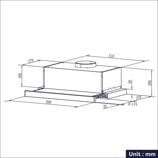 CIARRA CBCB6906D - Vlakscherm Afzuigkap - 60cm Zwart – Inclusief set koolstoffilters - 370m3 – Energieklasse A++