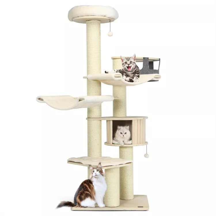 Coast Kattenboom - Krabpaal - Max 15 Kg - 75 x 56 x 197 cm - Beige