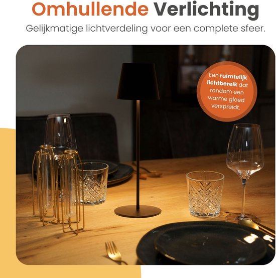 Goliving Chroma Tafellamp Oplaadbaar – Draadloos en Dimbaar – Touch Lamp – Nachtlamp Slaapkamer & Woonkamer – RGBW – 37,5 cm – Zwart