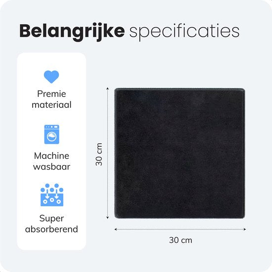 LUFT Microvezel doekjes - 14 stuks - 30x30cm - Geschikt voor raam, schoonmaak, ruiten, auto - Wisser - Reiniger - Schoonmaak doeken - Poets doek - Droogdoek - Vaatdoekjes - Zwart