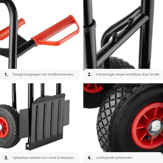 tectake® - Steekwagen tot 100kg - transportwagen - robuust met uittrekbaar frame.