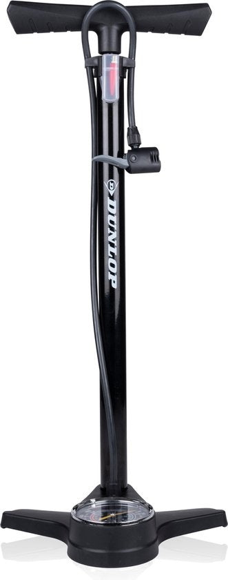 Dunlop Fietspomp met Drukmeter - Dubbel Ventiel - Hollands Ventiel/ Frans Ventiel/ Autoventiel