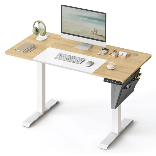 Songmics Elektrisch Verstelbaar Bureau - 120 x 60 cm - Beige/Wit