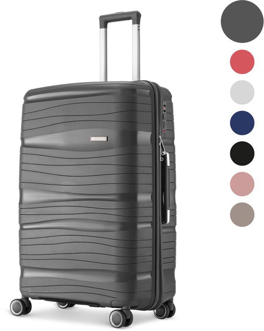 SC Travelin' Charm – 24-inch Medium Reiskoffer – Cijferslot – 41x24x69 cm – 68L – Lichtgewicht, Waterdicht & Duurzaam – Antraciet V2