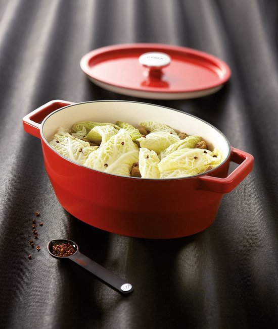 Pyrex Slowcook Braadpan Ovaal - Gietijzer - 5,8 liter - Rood