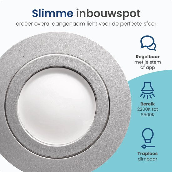 Gologi Slimme Inbouwspots - Slimme LED Downlight Dimbaar - Kantelbaar - Warm Wit Licht - Gu10 LED Lamp - Wit