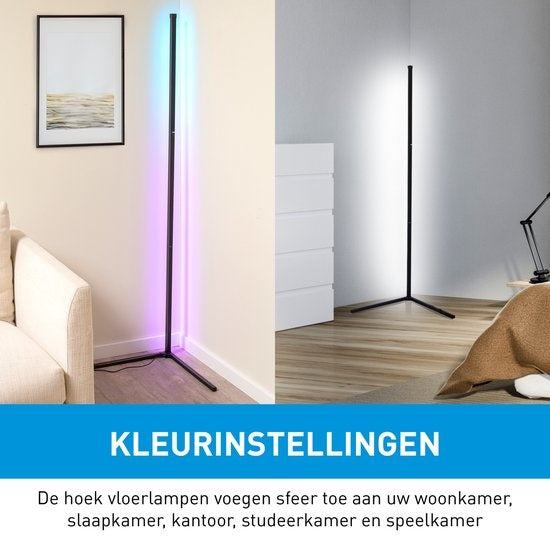 Grundig LED Staande Lamp - Vloerlamp 140cm - Dimbaar RGBW en Wit Licht - Incl. Afstandsbediening en Muziek Sensor