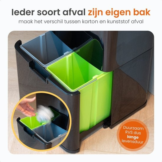Goliving Automatische Prullenbak – Sensor & Soft-close – 72 liter – 42 x 31 x 75 cm – Zwart