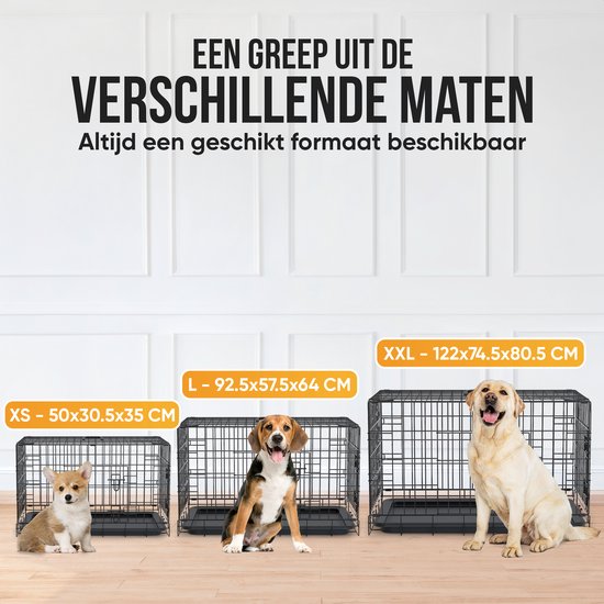 Avalo Hondenbench XXL - Bench Voor Honden - Opvouwbare Kooi - 2 Deuren - 122x74x80 cm - Bench Hond