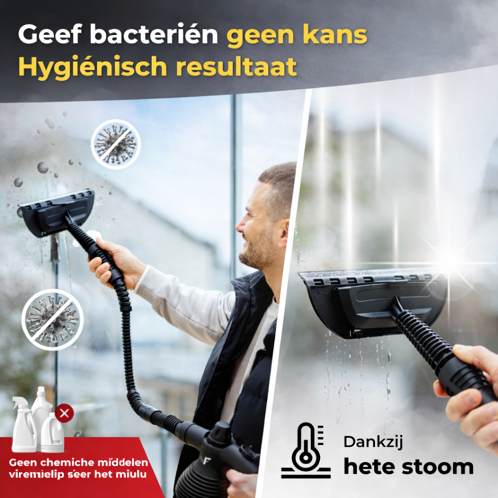 Handstoomreiniger - Stoomregeling - Inclusief 10 accessoires - 350 ml tank - Zwart